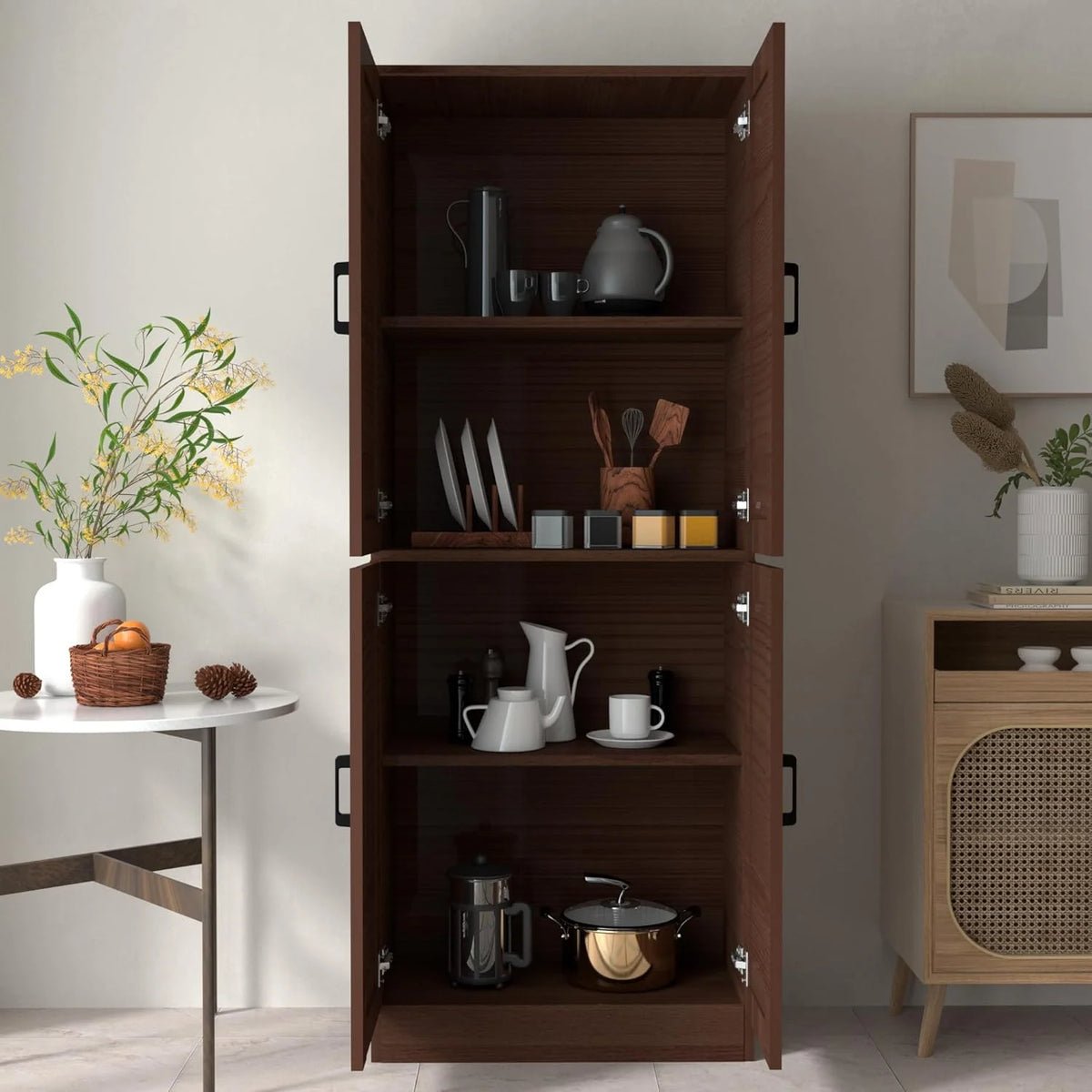 DIYART White Kitchen Pantry Cabinet, 71" Tall Kitchen Storage Cabinet with doors, Kitchen Pantry Hutch with Storage for Kitchen, Dining Room