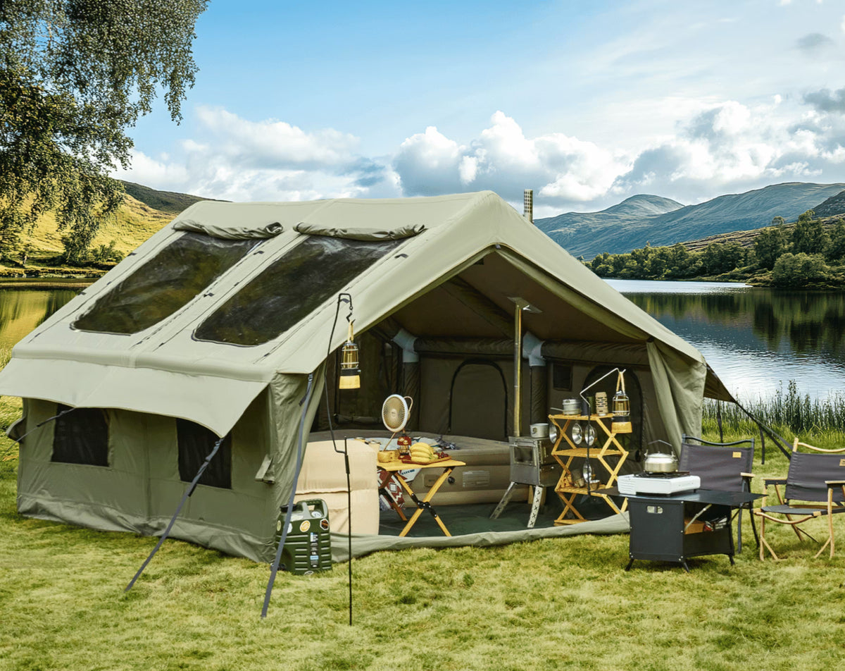 Richryce 13X10 FT Inflatable Tents for Camping, 8 People Easy to Build Oxford Cloth Large Sunroof and Good Ventilation,Green