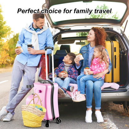 20" Children's Ride-On Luggage with Safety Belt Matte Finish, Silent Wheels, Spacious Compartment for Ages 3-12  travel suitcase