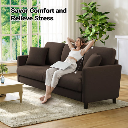 Domusensus Sofas for Living Room, 82" Loveseat Sofa, Couches for Living Room Included 2 Pillows, Teddy Fleece Love Seat Couches, Small Couch, Blue