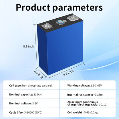 280Ah 3.2V Battery 4 Pack LiFePO4 Grade A Deep Cycle Lithium Iron Phosphate Rechargeable with Nuts and Bus Bars,8000-10000Life Cycles��Replacement Batteries for Solar Systems, Cars, RVs