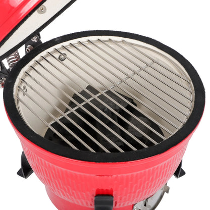 13in Ceramic Charcoal Kamado Grill with Heavy Duty Heat-Resistant Walls, 50-800��F Temp Control, for Backyard Grilling, Smoking, Baking, Orange