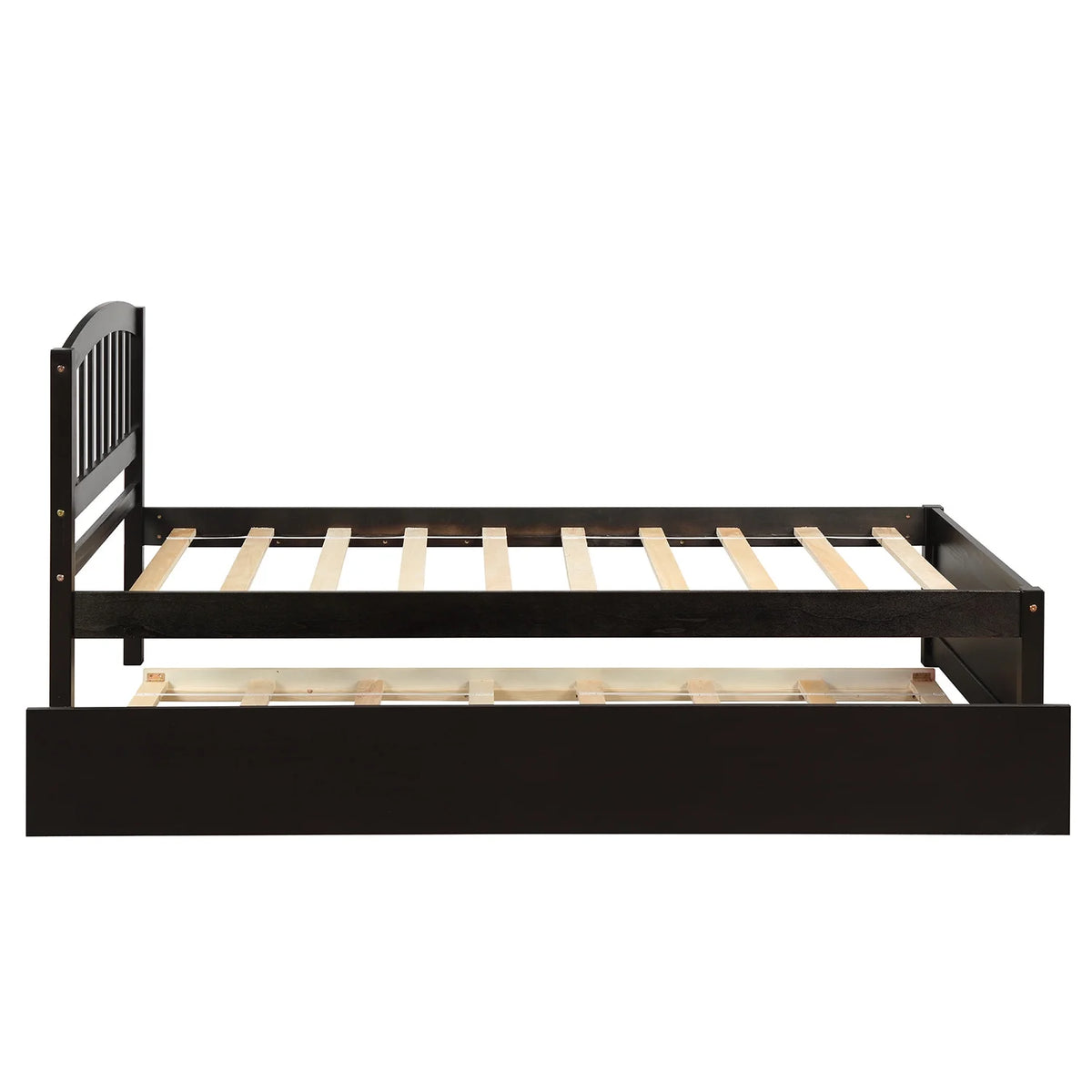 Aukfa Twin Platform Bed with Trundle - Trundle Bed with Headboard for Kids Teens - White