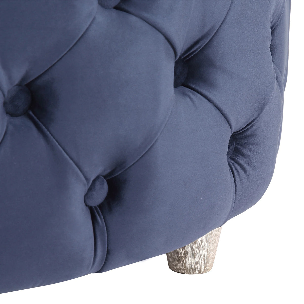 WestinTrends Wordford Round Velvet Tufted Storage Ottoman, Velvet Navy Blue