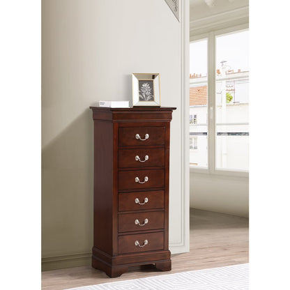 Glory Furniture Louis Phillipe 7 Drawer Lingerie Chest in Cherry
