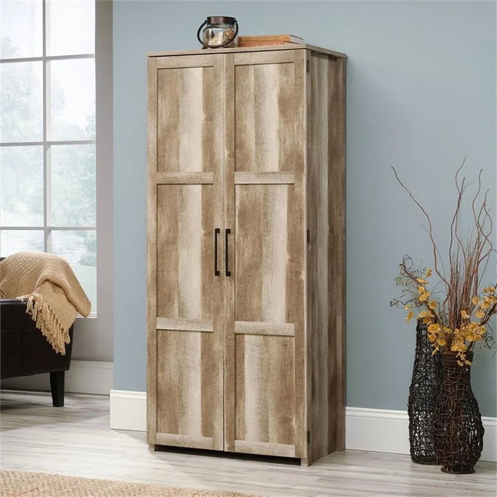 Pemberly Row Contemporary Engineered Wood Pantry in White Finish