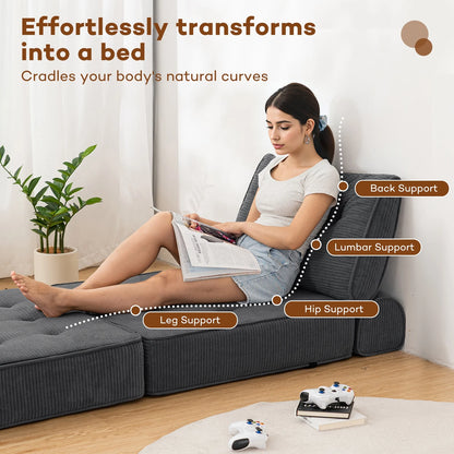 Hommpa Folding Sofa Bed Foldable Couch Bed Convertible Futon Chair with High Density Foam Filling with Pillow for Adult,Comfort chair bed for Living Room Bedroom,Gray,Single