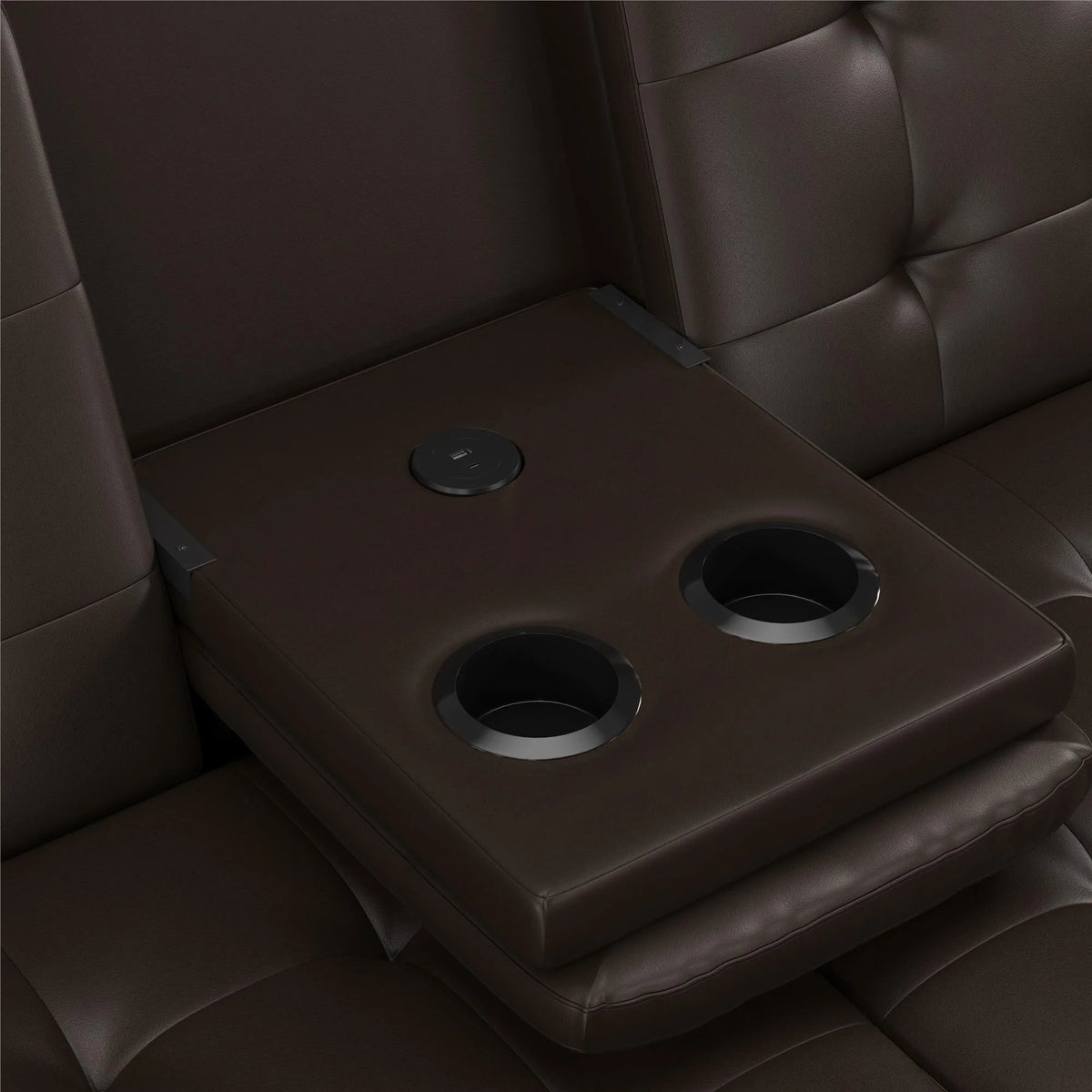 Mainstays Memory Foam 71.5" Futon with Cupholder and USB, Black Faux Leather