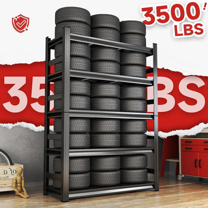 Garage Shelving 3500LBS Storage Shelves 5-Tier Adjustable Metal Shelving Units Garage Storage Shelves Heavy Duty for Industrial, Warehouse, Basement, Commercial, Black