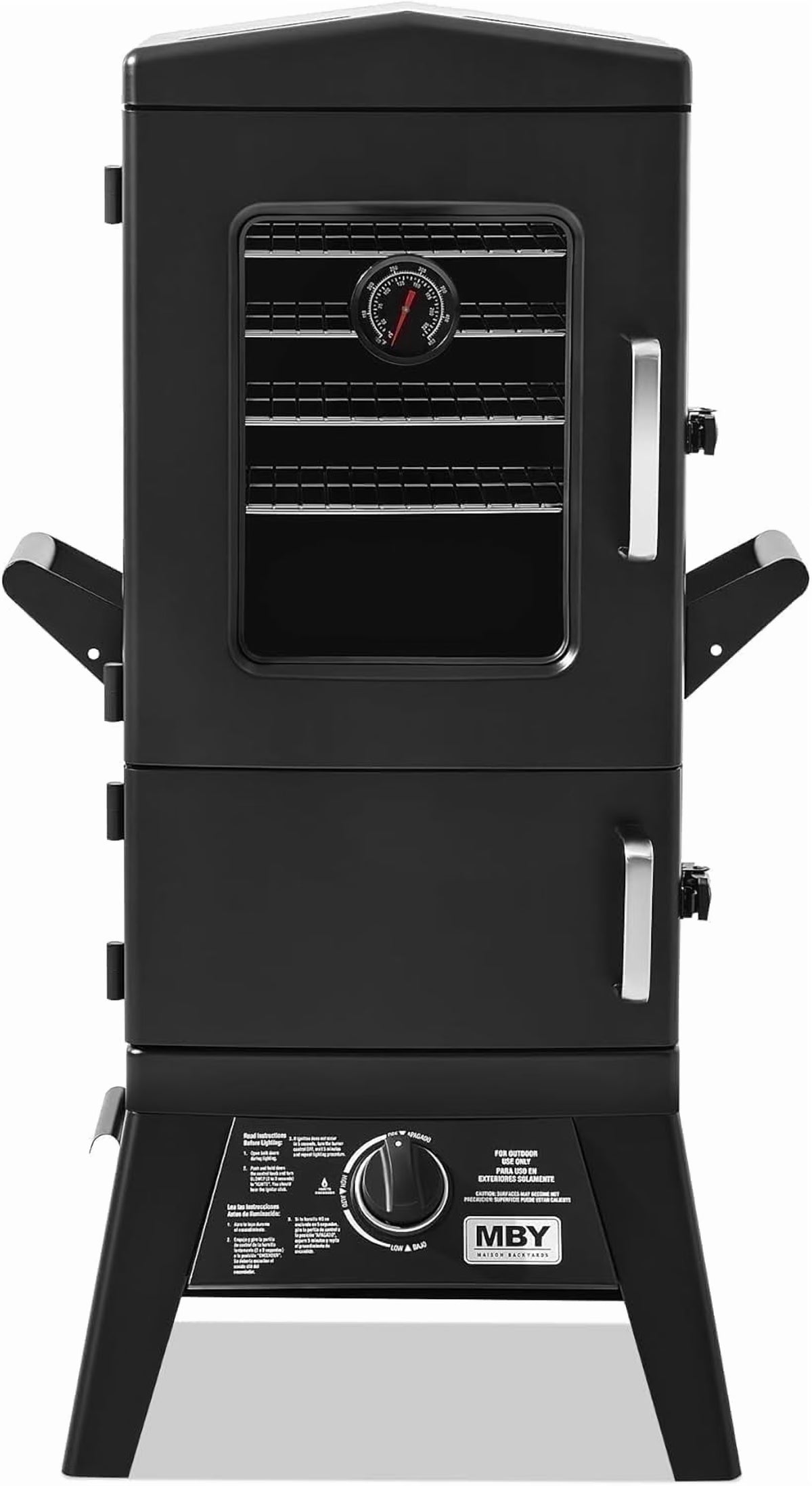 MAISON HUIS Vertical Propane Smoker, Outdoor Gas Smokers Grill with Cover, Black
