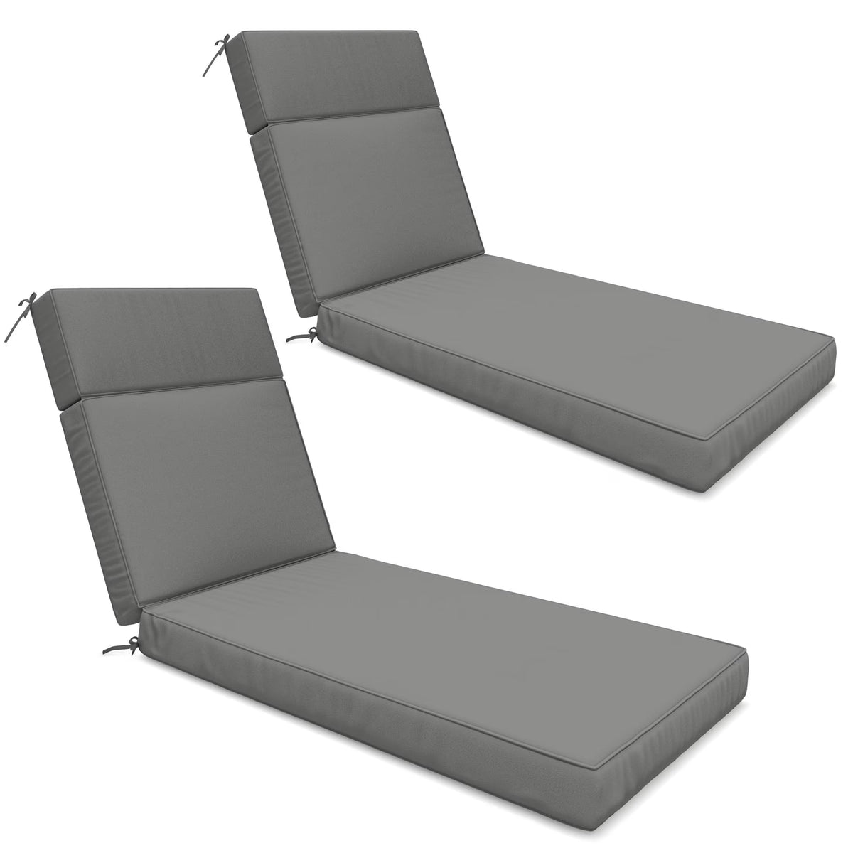 Kimunuk Outdoor Chaise Lounge Cushions set of 2, 80" x 26" x 4" Waterproof Pool Beach Recliner Replacement Cushions with Ties, Navy