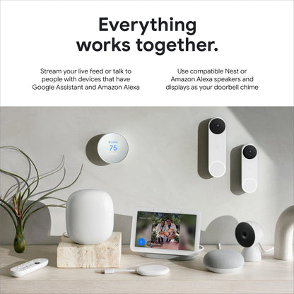 Google Nest Doorbell (Wired, 2nd gen) - Video Doorbell Camera - Doorbell Security Camera - Snow