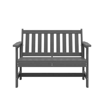 SERWALL Outdoor Bench for 2-Person, Weather-Resistant HDPE with Aluminum Reinforcement, Supports 660 lbs, Comfortable Seating for Patio, Garden, and Porch, Black