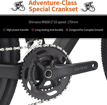 SAVADECK Carbon Gravel Road Bike,T800 Carbon Gravel Dis Brake Bicycle with Professional Adventure Shimano GRX400 20 Speed Groupset and Extra Wide Tires 700CX40C for Various Road.