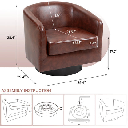 DREAMSIDEA Swivel Barrel Accent Chair for Living Room, Modern Upholstered Round Club Armchair-Cream