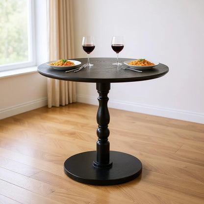 Homy Casa Round Wooden Dining Table for Cozy Living Room Coffee Corner, Walnut