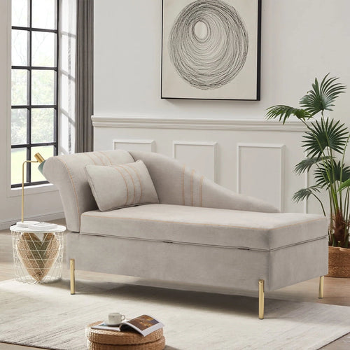 Andeworld Chaise Lounges Indoor Chair, Modern Upholstered Tufted Chaise Lounge Chair Indoor Faux Suede Sofa Recliner Couch for Bedroom Office Living Room Left Arm Facing Chaise Lounge（Khaki�?,This modern lounge couch sofa is made of highly elastic