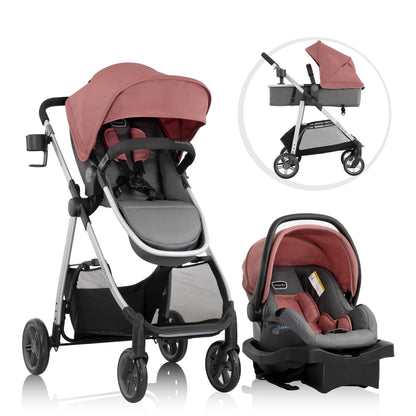 Evenflo Omni Plus Modular Travel System with LiteMax Sport Infant Car Seat, Mylar Gray, Unisex