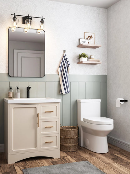 DeerValley Liberty Compact Toilets One-Piece Toilet With High-Efficiency Flush Round Toilet for Space-Saving Floor Mounted 12 in. Rough In 1-Piece 1.1/1.6 GPF Dual Flush (Seat Included)