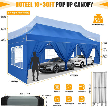 Hoteel 10x15 Heavy Duty Canopy Tent with 4 Sidewalls,Pop up Canopy for Parties Wedding,Commercial Easy up Gazebo with Roller Bag,UV 50+ &,Black