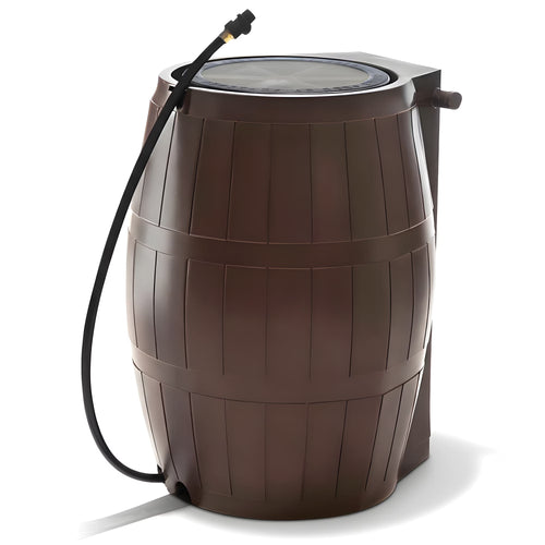 FCMP Outdoor RC4000 Raincatcher 50 Gallon Rain Catcher Barrel, Brown