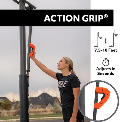 Lifetime 7.5ft. - 10ft. Adjustable Height 54 inch Steel-Framed Shatterproof Outdoor Portable Basketball System (90631)