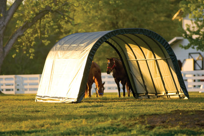 ShelterLogic Round Style Run-in Shelter, Green, 12 x 20 x 8 ft.
