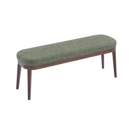 Eleanor Mid-century Upholstered Dining Bench, Entryway Bench with Solid Wood Frame, Beige