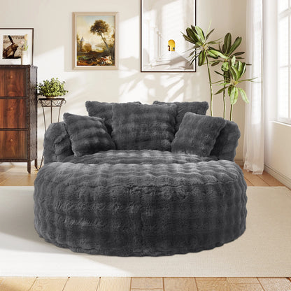 Wiilayok 58'' Oversized Chaise Lounge Chair Indoor,Thickened Backrest Sleeper Sofa Couch with Soft Pillows for Living Room, Gray