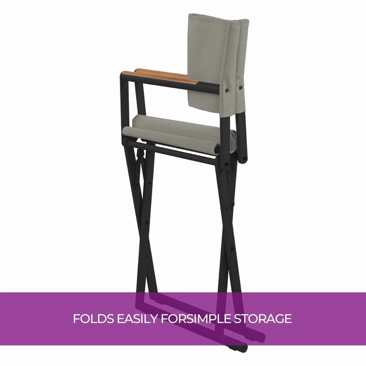 Grand Patio 22" Extra-Wide 2-Pack Directors Chairs, Foldable, Steel Frame, UV-Resistant Mesh, Wood Grain Armrests, Indoor/Outdoor, Dark Gray