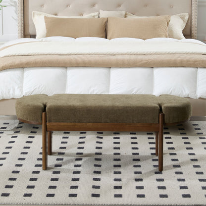 Dayalane 51" Modern Upholstered Bedroom Bench, Linen End of Bed Bench with Wooden Legs for Living Room, Entryway,Hallway Footrest, Beige
