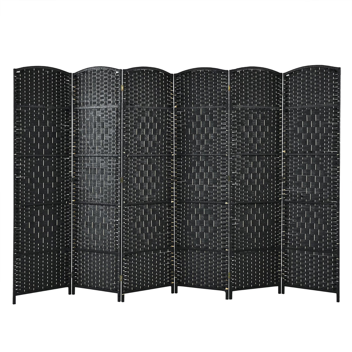 Costway 6-Panel Room Divider 6Ft Weave Fiber Folding Privacy Screen Brown