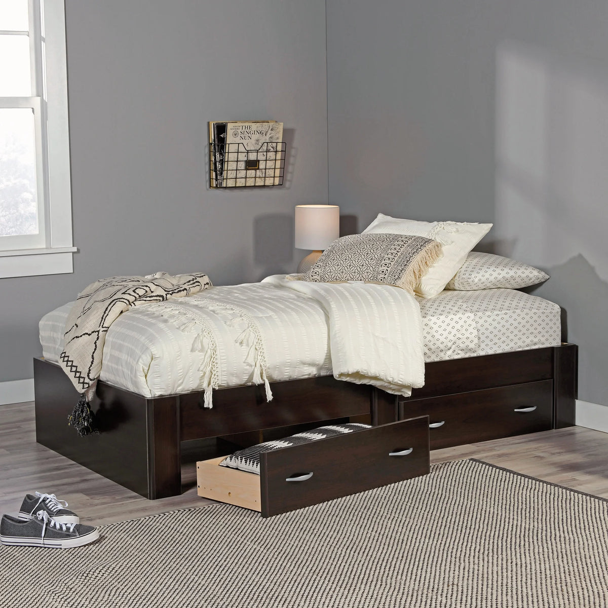 Sauder Beginnings Twin Platform Bed, Soft White Finish