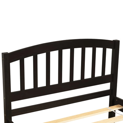 Aukfa Twin Platform Bed with Trundle - Trundle Bed with Headboard for Kids Teens - White