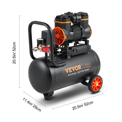 VEVOR 4.8 Gallon Air Compressor, 1.2HP 2.2 CFM@90PSI Oil Free Air Compressor Tank & Max. 116PSI Pressure, 70 dB Ultra Quiet Compressor for Auto Repair,Tire Inflation,Spray Painting,Woodwork Nailing