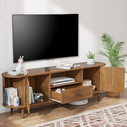 TV Stand for TVs up to 70", 63" Entertainment Center with Sliding Doors, Media Console Table for Living Room