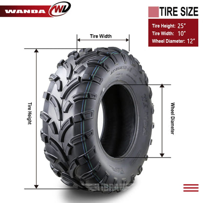 Wanda ATV/UTV Tires 25x10-12 25x10x12 /6PR P373 - 10244, Set 2