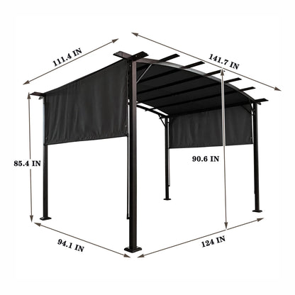 12 x 9 Ft Outdoor Gazebo with Retractable Shade Canopy, Weather Resistant Backyard Gazebo, Patio Outside Gazebo with Sturdy Construction, Metal Gazebo with Rust-Resistant Finish for Garden, Gray