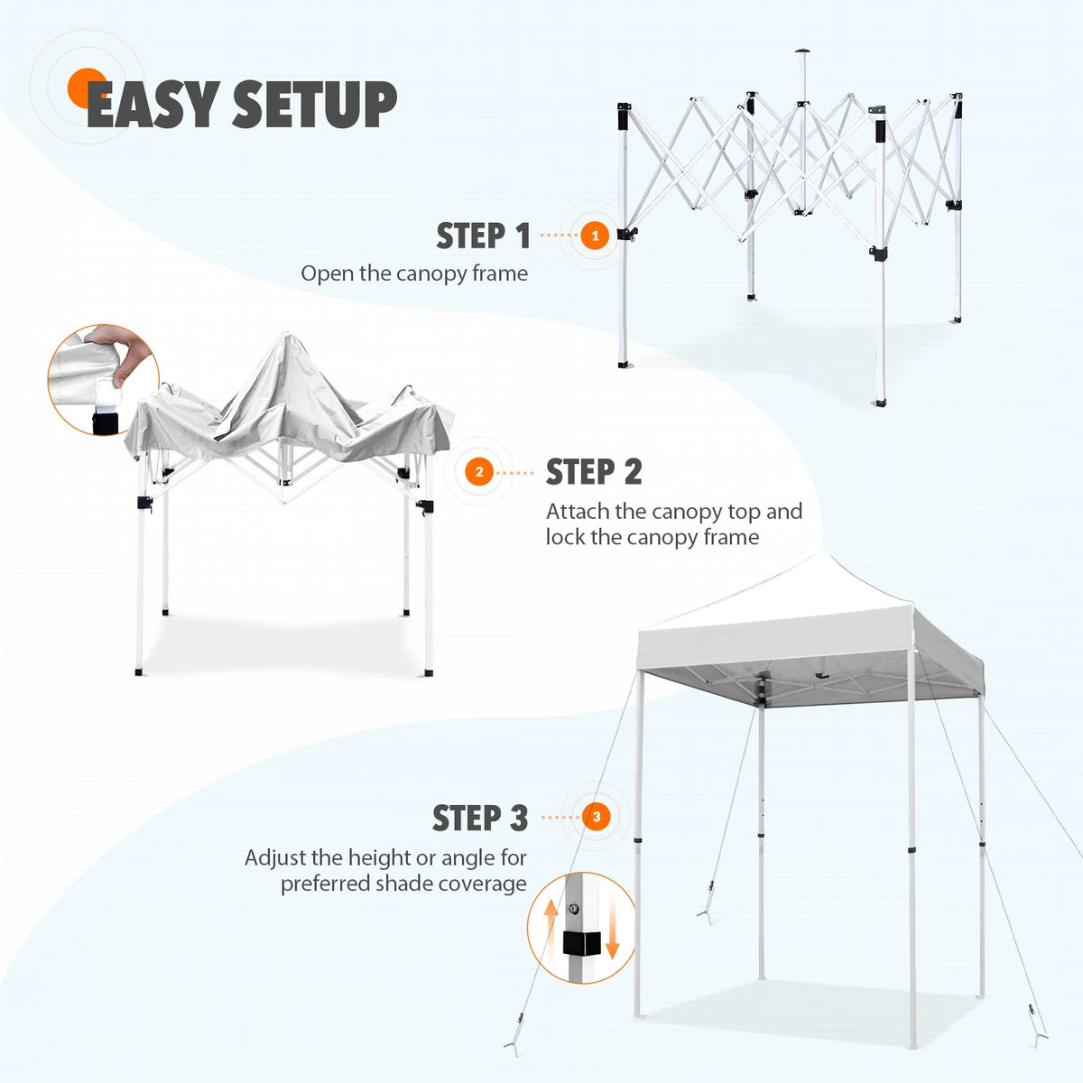 EAGLE PEAK 5x5 Pop Up Canopy Tent Instant Outdoor Canopy Easy Set-up Straight Leg Folding Shelter（Blue）