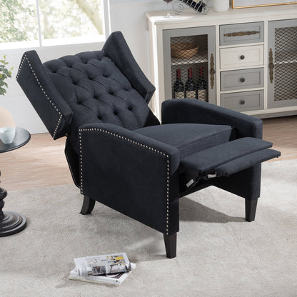Recliner Chair, Living Room Chairs with Arms, Adjustable Single Reclining Sofa, Home Theater Seating Arm Chair with Thick Padded Seat, Footrest, Lounge Chair for Bedroom, Blue