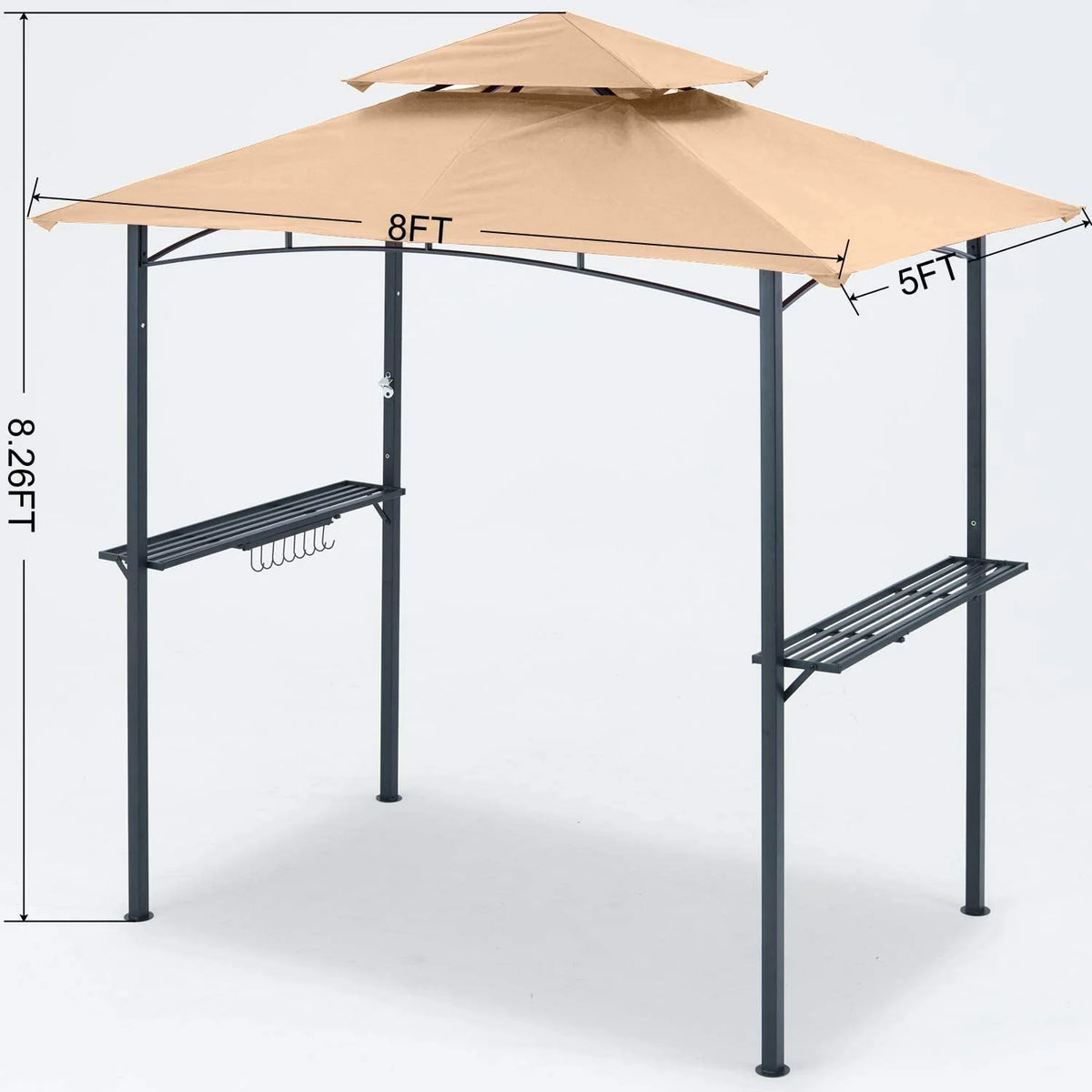 ABCCANOPY 8'x 5' Grill Gazebo Shelter, Double Tier Outdoor BBQ Gazebo Canopy with LED Light(Brown)