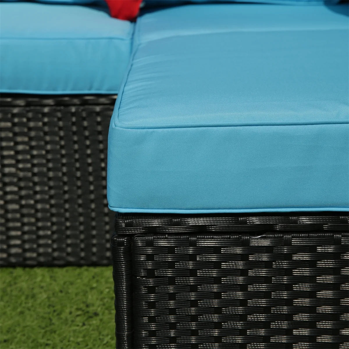 7 Piece Patio Furniture Sets Outdoor Sectional PE Rattan Outdoor Furniture Patio Conversation Set with Cushions and Glass Coffee Table, for Balcony Lawn and Garden, Gray