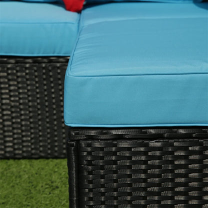 7 Piece Patio Furniture Sets Outdoor Sectional PE Rattan Outdoor Furniture Patio Conversation Set with Cushions and Glass Coffee Table, for Balcony Lawn and Garden, Gray
