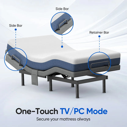 Raffle Pinker Adjustable Bed Frame Twin Size Power Bed Base Frame with Massage,Silent Dual Motors,Head & Foot Incline