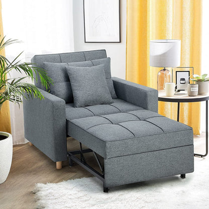 YODOLLA 3-in-1 Futon Sofa Bed Chair,Convertible Sofa Sleeper-Dark Gray
