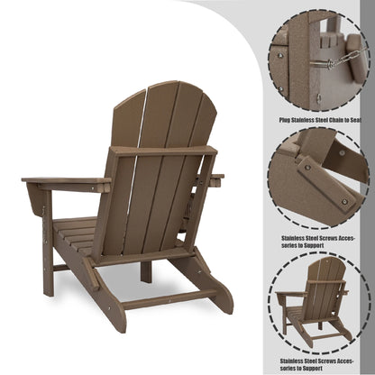 FOOWIN HDPE Plastic Adirondack Chairs Set of 4, Black