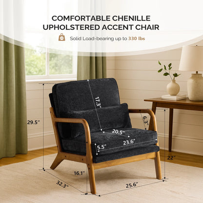 Ktaxon Accent Chair Corduroy Upholstered Armchair, Reading Club Chair with Pillow and Solid Wood Frame for Living Room Bedroom Furniture Off White