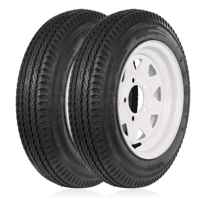 1AutoDepot 4.80-12 4.80x12 480-12 4.8-12 Trailer Tires with Rims, 5 Lug 6PR Load Range C, Set of 2