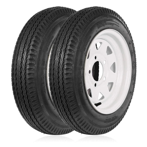 1AutoDepot 4.80-12 4.80x12 480-12 4.8-12 Trailer Tires with Rims, 5 Lug 6PR Load Range C, Set of 2