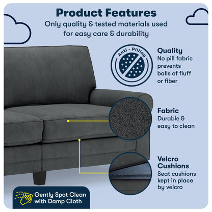 Serta Copenhagen 78" Rolled Arm Sofa with Removable Covers Dark Brown